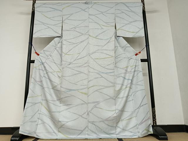 平和屋着物●上質な小紋　霞文　暈し染め　反端付き　正絹　逸品　AAAV7108zg