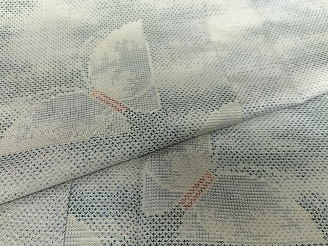 平和屋着物○本場大島紬 白大島 9マルキ 総絣 舞蝶文 正絹