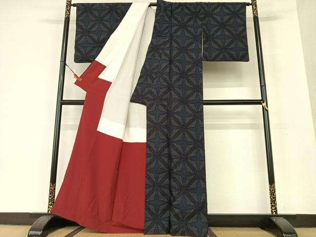 平和屋着物○上質な紬 格子柄 正絹 逸品 CAAV4705vp