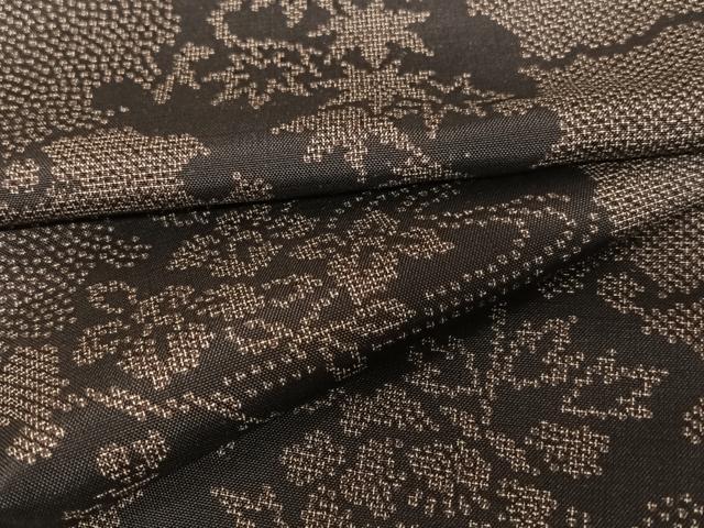 平和屋着物●上質な紬　雪輪重ね草花文　正絹　逸品　AAAV7139zg