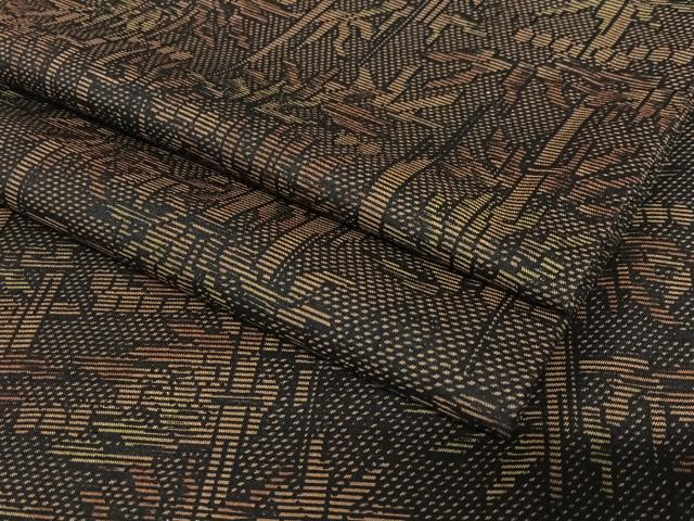 平和屋着物●上質な紬　笹竹文　黒地　正絹　逸品　AAAV7147zg 平和屋着物○上質な紬 笹竹文 黒地 正絹 逸品 AAAV7147zg 紬