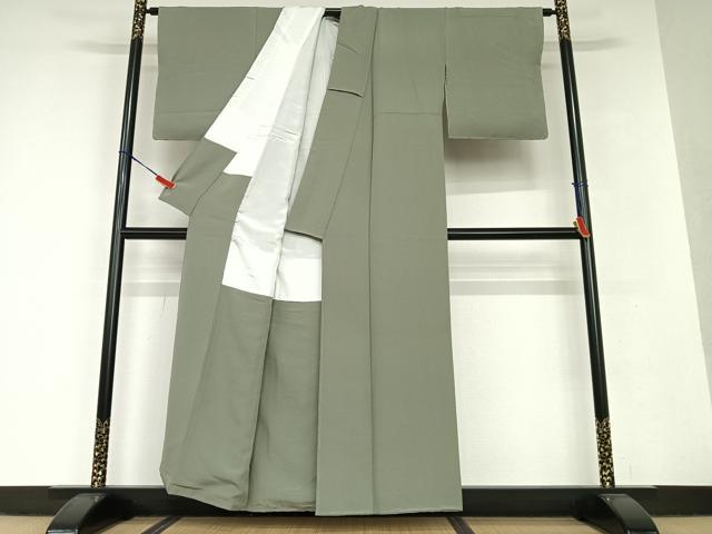 平和屋着物▽上質な色無地 単衣 桜鼠色 正絹 逸品 未