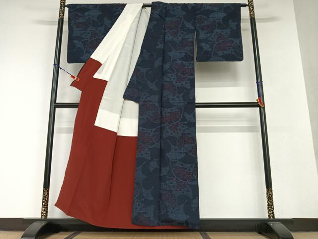 平和屋着物○本場結城紬 重要無形文化財 色無地 紅梅色 正絹 逸品