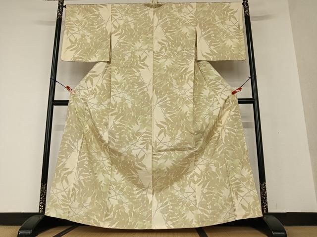 平和屋着物●上質な紬　麻の葉花文　反端付き　正絹　逸品　CAAS8682vf 平和屋着物○上質な紬 麻の葉花文 反端付き 正絹 逸品 CAAS8682vf