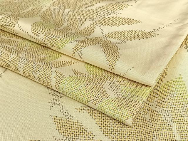 平和屋着物●上質な紬　枝葉文　正絹　逸品　AAAV7176zg