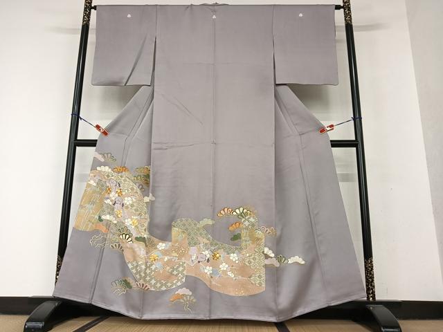 平和屋着物●創業460年・千總　色留袖　駒刺繍　松竹梅絵巻文　金彩　高島屋扱い　正絹　逸品　AAAV7180zg