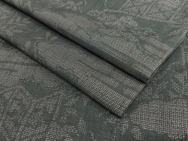 平和屋着物●結城紬　100亀甲　風景文　正絹　逸品　AAAV7212zg