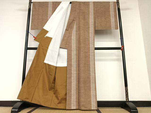 平和屋着物○上質な紬 縞 正絹 逸品 未使用 AAAV7263zg