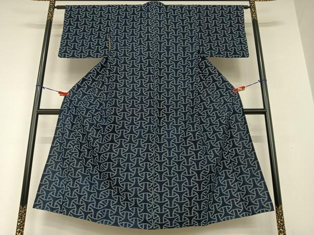 平和屋着物●久留米絣　単衣　花菱文　綿　逸品　DAAZ0196ps 平和屋着物○久留米絣 単衣 花菱文 綿 逸品 DAAZ0196ps 単衣 綿