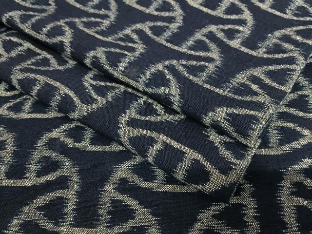 平和屋着物▽久留米絣　単衣　網目文　綿　逸品　AAAV7265zg