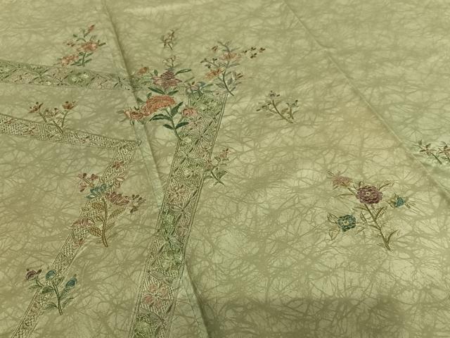 平和屋着物○本場染大島紬 訪問着 中国三大刺繍 汕頭刺繍 スワトウ