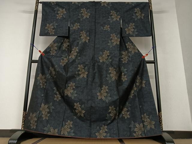 平和屋着物○本場大島紬 草花文 正絹 逸品 AAAV7292zg