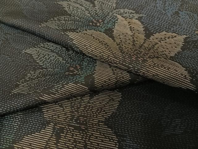 平和屋着物●本場大島紬　草花文　正絹　逸品　AAAV7292zg