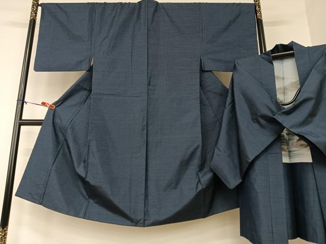 平和屋着物●男性　本場大島紬　アンサンブル　格子　正絹　逸品　AAAV7307zg
