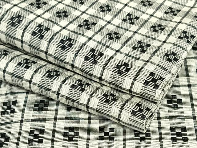 平和屋着物●花織　紬　格子花文　正絹　逸品　未使用　AAAV7325zg