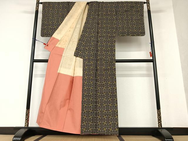 平和屋着物○本場大島紬 龍郷絣 秋名バラ 正絹 逸品 未使用 CAAV4732vp