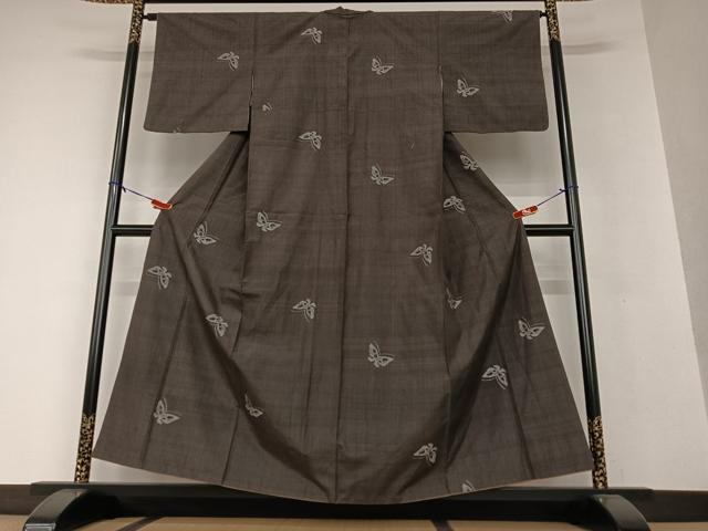 平和屋着物○上質な紬 舞蝶文 正絹 逸品 AAAV7378zg