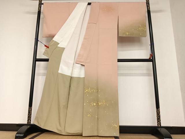 平和屋着物●訪問着　箔散らし　暈し染め　金銀彩　正絹　逸品　AAAU4352np 平和屋着物○訪問着 箔散らし 暈し染め 金銀彩 正絹 逸品 AAAU4352np