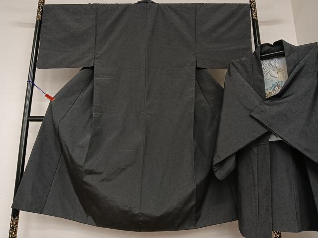 平和屋着物●男性　紬　アンサンブル　色無地　黒紅色　正絹　逸品　AAAV7406zg