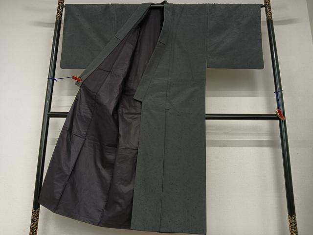 平和屋着物○男性 紬 アンサンブル 色無地 黒紅色 正絹 逸品 AAAV7406zg 