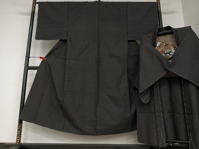 平和屋着物●男性　紬　アンサンブル　格子　正絹　逸品　AAAV7407zg