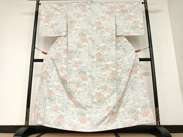 平和屋着物○上質な紬 風景草花文 正絹 逸品 AAAV7414zg