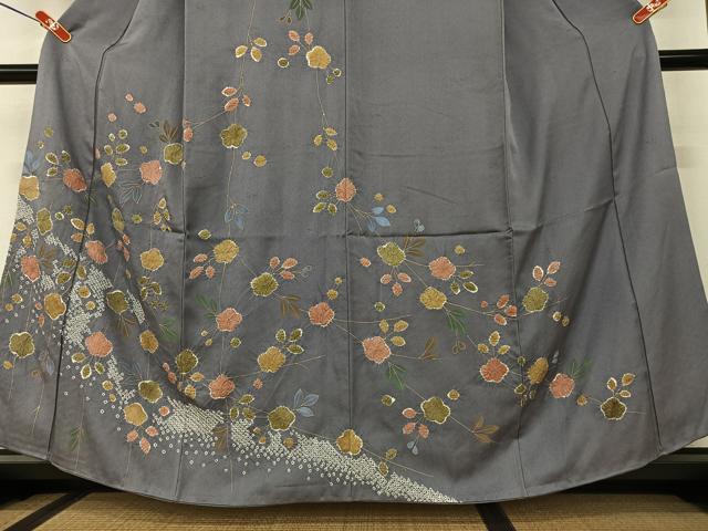 平和屋着物○訪問着 絞り 枝花文 金彩 正絹 逸品 AAAV7434zg