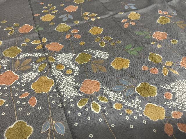 平和屋着物○訪問着 絞り 枝花文 金彩 正絹 逸品 AAAV7434zg