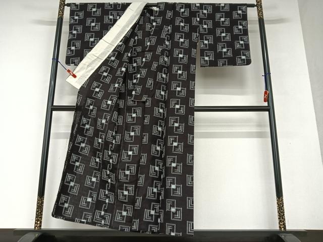 平和屋着物○久留米絣 単衣 色紙重ね文 綿 逸品 AAAV7443zg