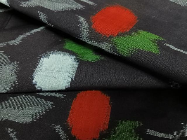 平和屋着物●久留米絣　単衣　枝花文　綿　逸品　AAAV7444zg