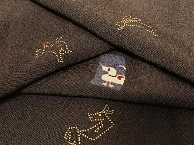 平和屋着物●上質な小紋　干支　金彩　正絹　逸品　AAAV7447zg