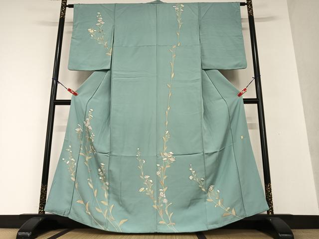 平和屋着物○訪問着 友禅 作家物 草花文 正絹 逸品 AAAV7449zg