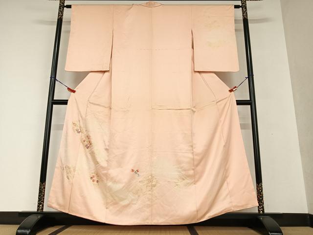 平和屋着物●訪問着　絞り　刺繍　花菱文　金彩　正絹　逸品　AAAV7453zg