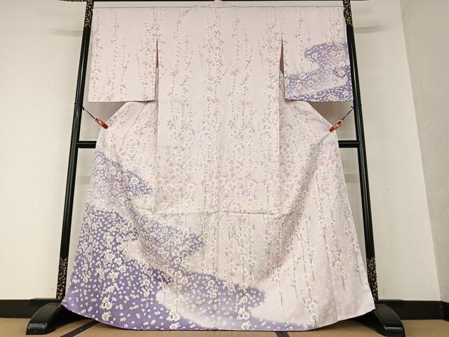 平和屋着物●訪問着　枝花文　暈し染め　正絹　逸品　AAAV7463zg