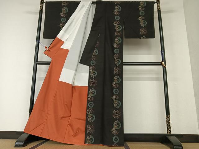 平和屋着物○本場大島紬 9マルキ 源氏車花文 正絹 逸品 CAAW3862vf