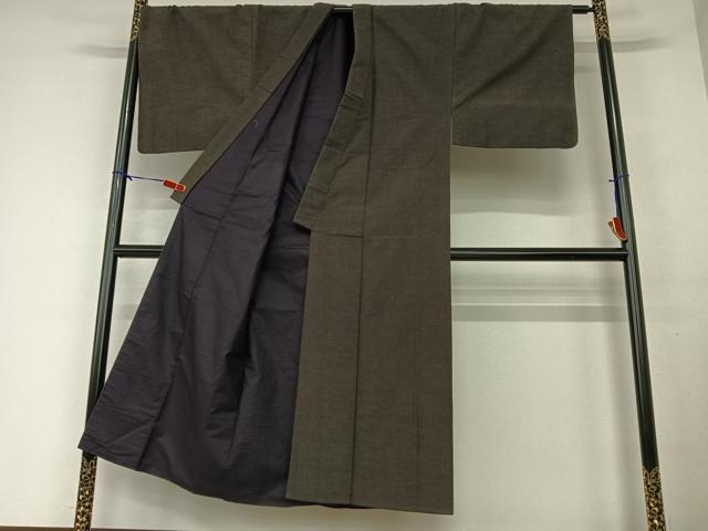 平和屋着物○男性 紬 髭紬羽織セット 薄縹色 藍色 正絹 逸品