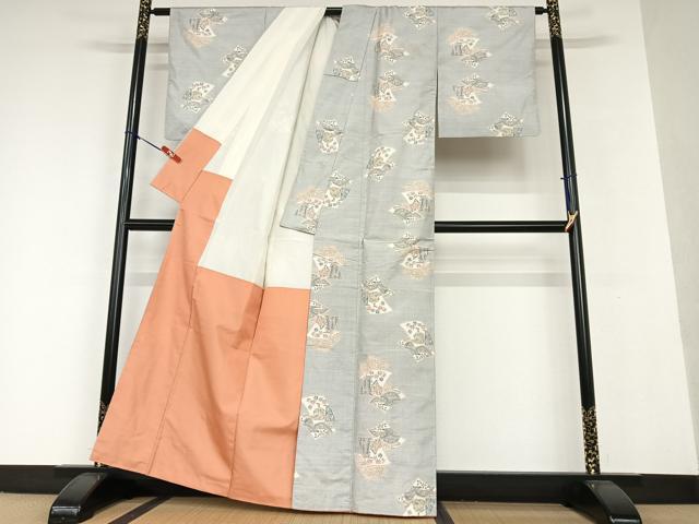 平和屋着物○本場大島紬 白大島 9マルキ 絞り 人物風景文 正絹 逸品