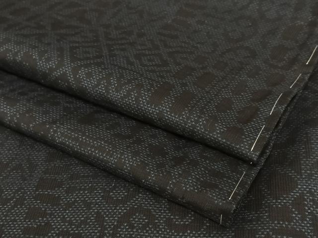 平和屋着物●本場大島紬　一元絣　草花間道　黒地　正絹　逸品　AAAV7494zg