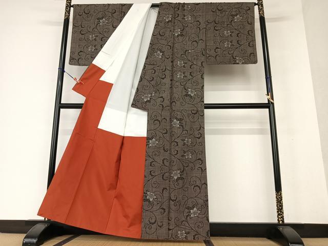 平和屋着物○本場大島紬 泥染め 7マルキ 変わり縞 正絹 逸品 AAAV7248zg