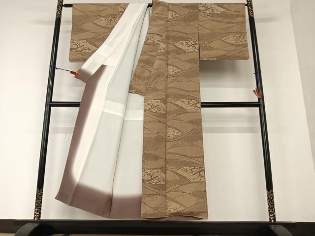 平和屋着物○お召 枝花文 正絹 逸品 AAAV7515zg