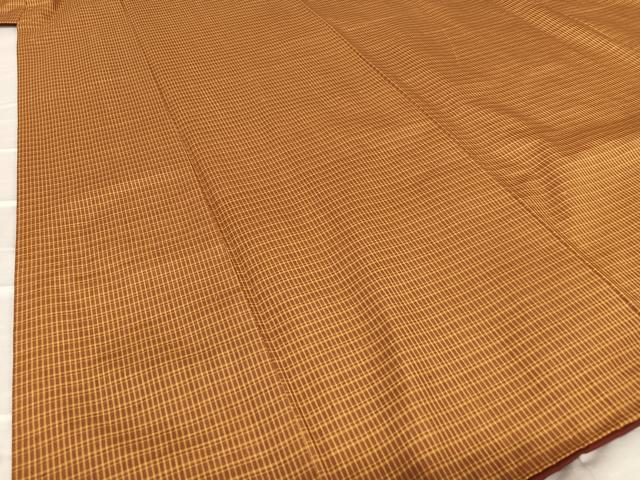 平和屋着物○本場黄八丈 平織 紬 格子 正絹 逸品 AAAV7522zg