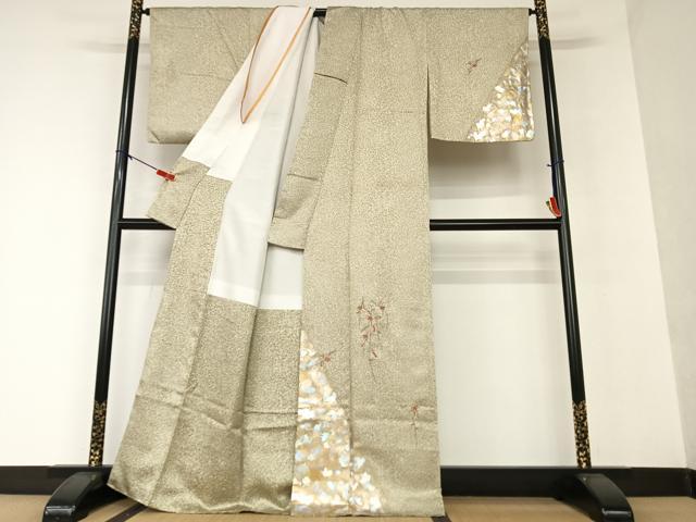 平和屋着物○訪問着 双鳥更紗花唐草文 金彩 正絹 逸品 AAAV9119np