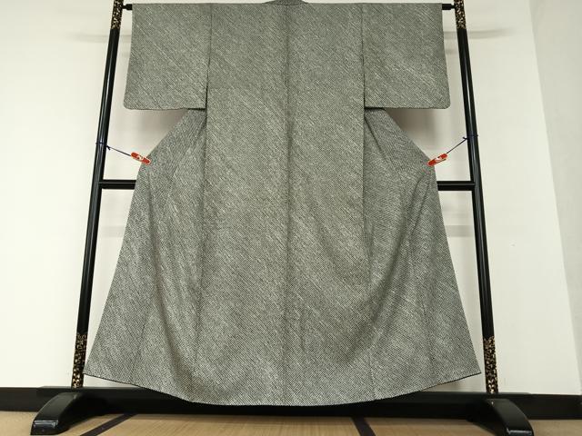 平和屋着物○大変加工の良い総絞り小紋 黒地 ロング丈 正絹 逸品