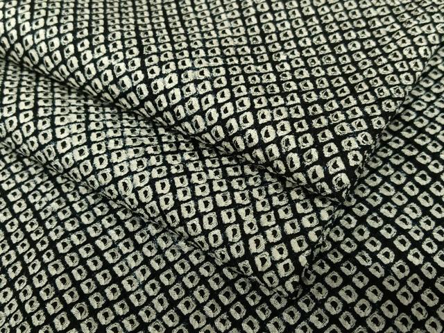 平和屋着物●大変加工の良い総絞り小紋　黒地　正絹　逸品　AAAV7543zg