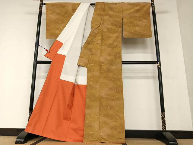 平和屋着物●上質な小紋　紬地　霞文　正絹　逸品　AAAV7544zg 平和屋着物○上質な小紋 紬地 霞文 正絹 逸品 AAAV7544zg