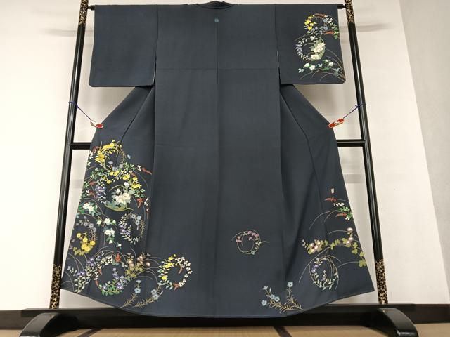 平和屋着物○訪問着 友禅 作家物 樹誠 草花丸文 正絹 逸品 AAAV7551zg