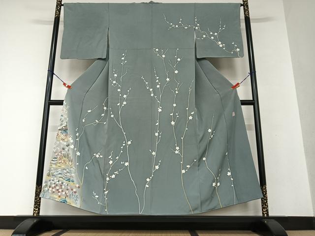 平和屋着物●訪問着　友禅　作家物　修平　松竹梅風景文　暈し染め　正絹　逸品　AAAV7557zg