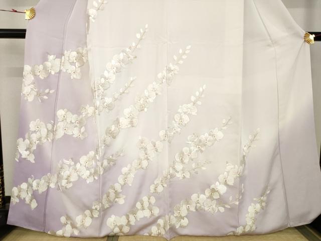 雪の結晶 付け下げ 訪問着 横段 暈し染 紋意匠 正絹 躾糸付き X260 雪の結晶 付け下げ 訪問着 横段 暈し染 紋意匠 正絹 躾