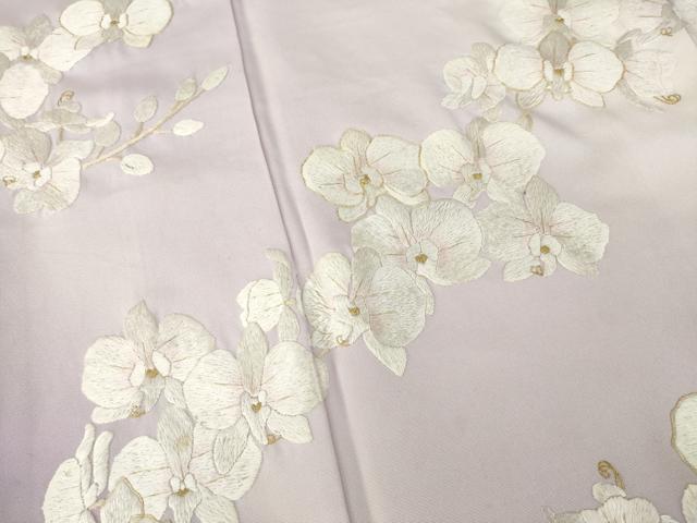 平和屋着物○訪問着 総刺繍 胡蝶蘭 暈し染 金糸 正絹 逸品