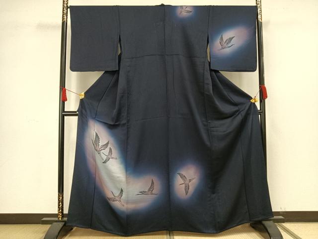 平和屋着物▽訪問着　単衣　飛鳥文　暈し染め　正絹　逸品　AAAV8324fy